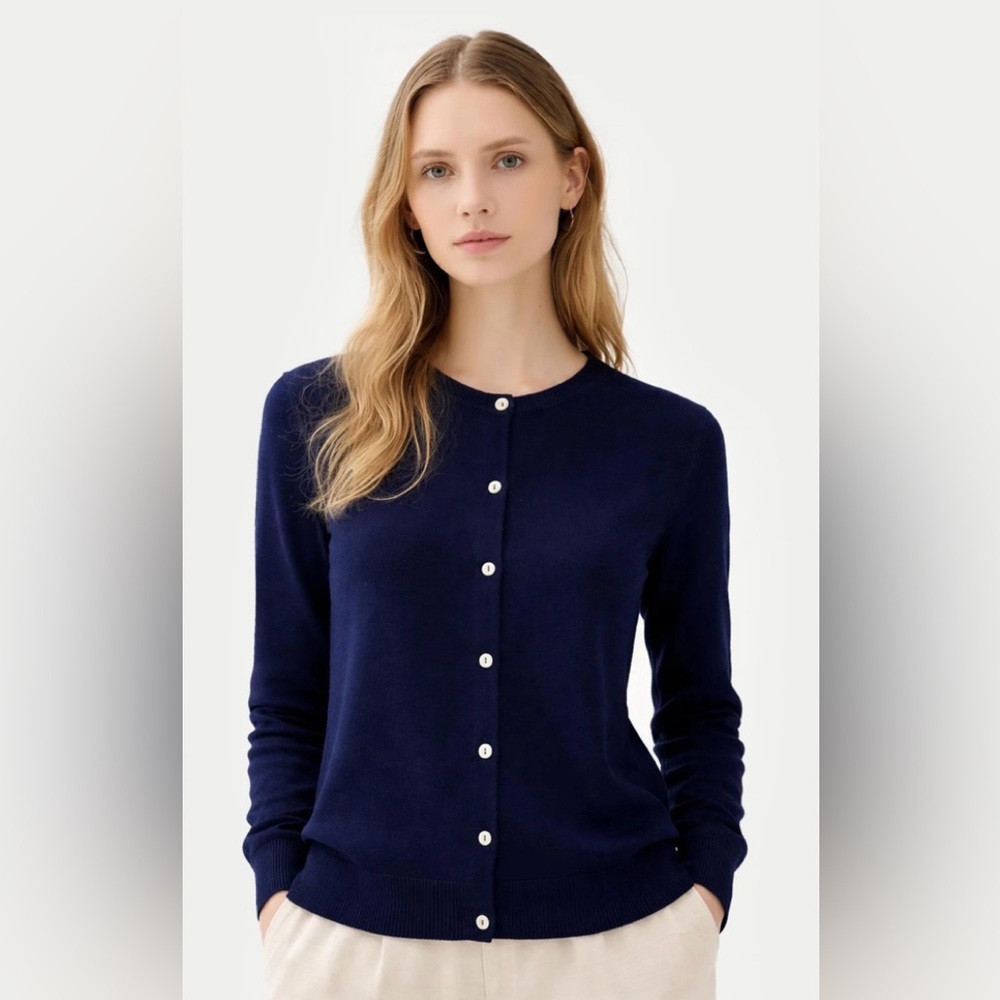 Waikiki Navy Blue 100% Alpaca Cardigan Sweater M